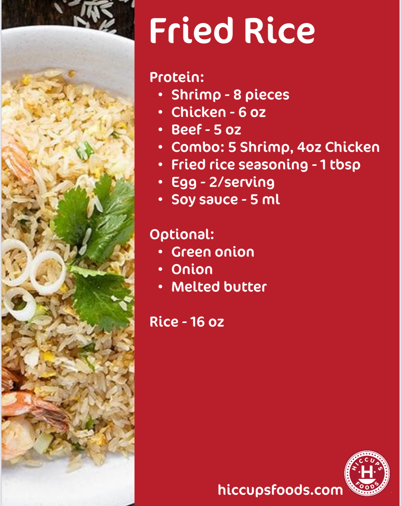 FRIED RICE SEASONING - 10 LBS - 160 OZ